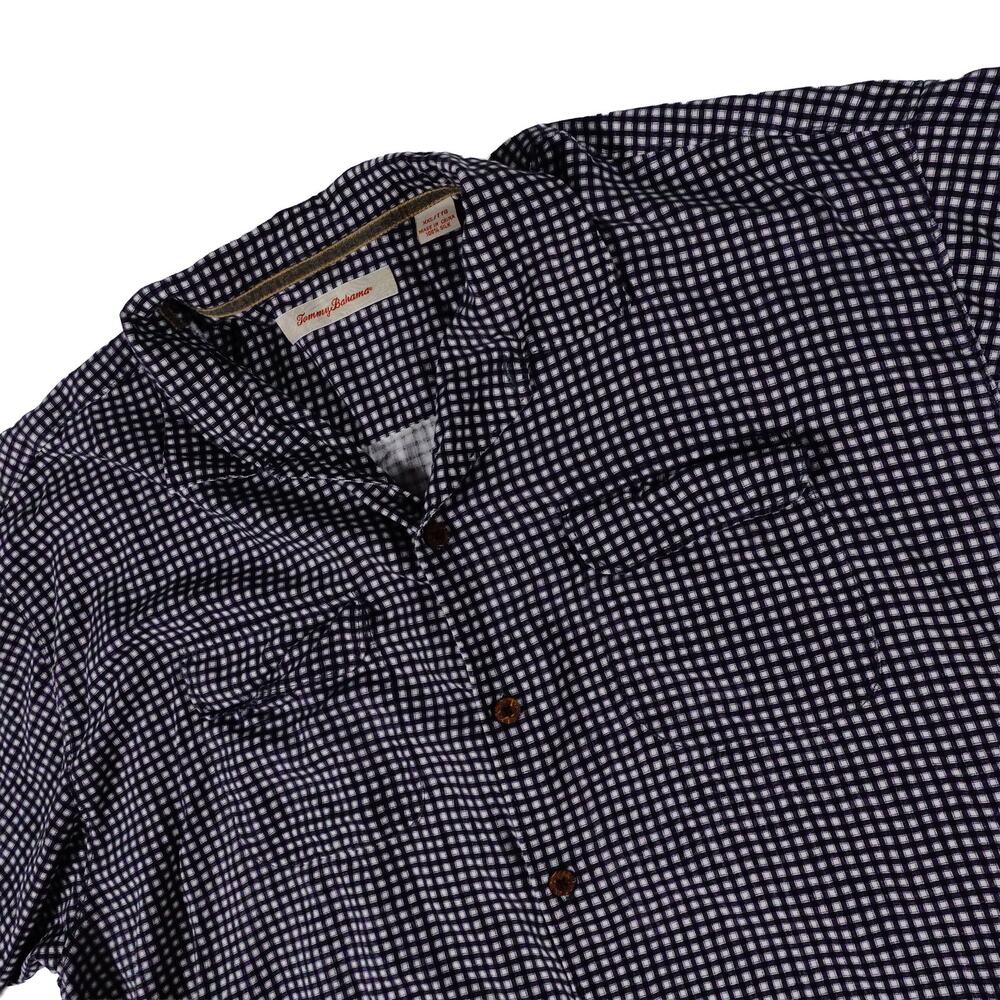 Tommy Bahama Silk Check Hawaiian Tropical Button Up Short Sleeve Shirt Men's XXL